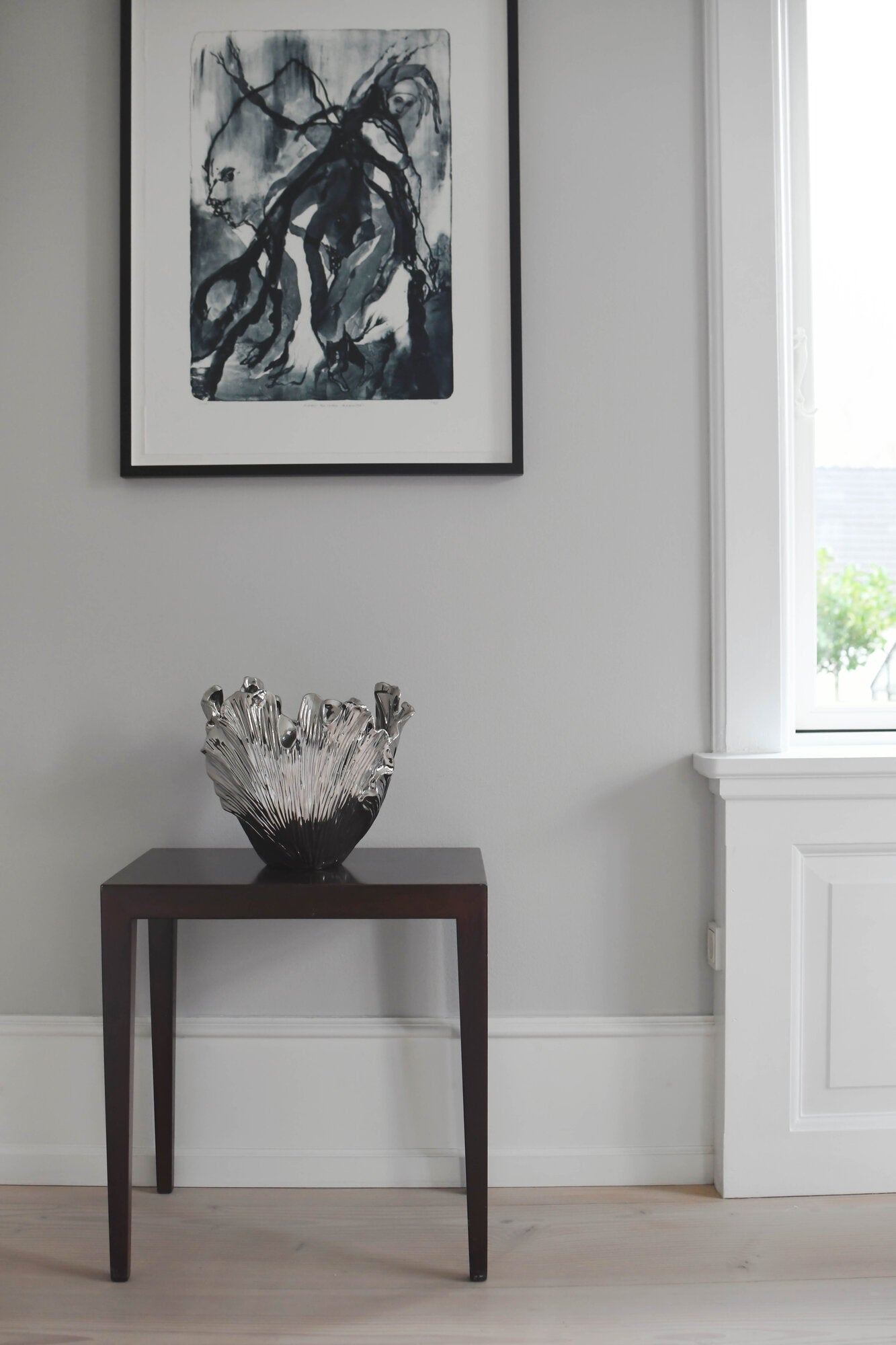 Vase, sølvfarvet - H24,5